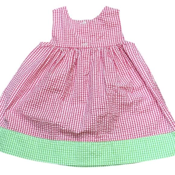 Rare Editions Whale Dress 24 Months Pink Gingham Seersucker Summer Baby Outfit - Picture 2 of 8